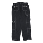 HOT TOPIC Womens Black Cotton Blend Relaxed Cargo Trousers W32 L30 Contrast