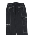 HOT TOPIC Womens Black Cotton Blend Relaxed Cargo Trousers W32 L30 Contrast