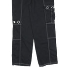 HOT TOPIC Womens Black Cotton Blend Relaxed Cargo Trousers W32 L30 Contrast