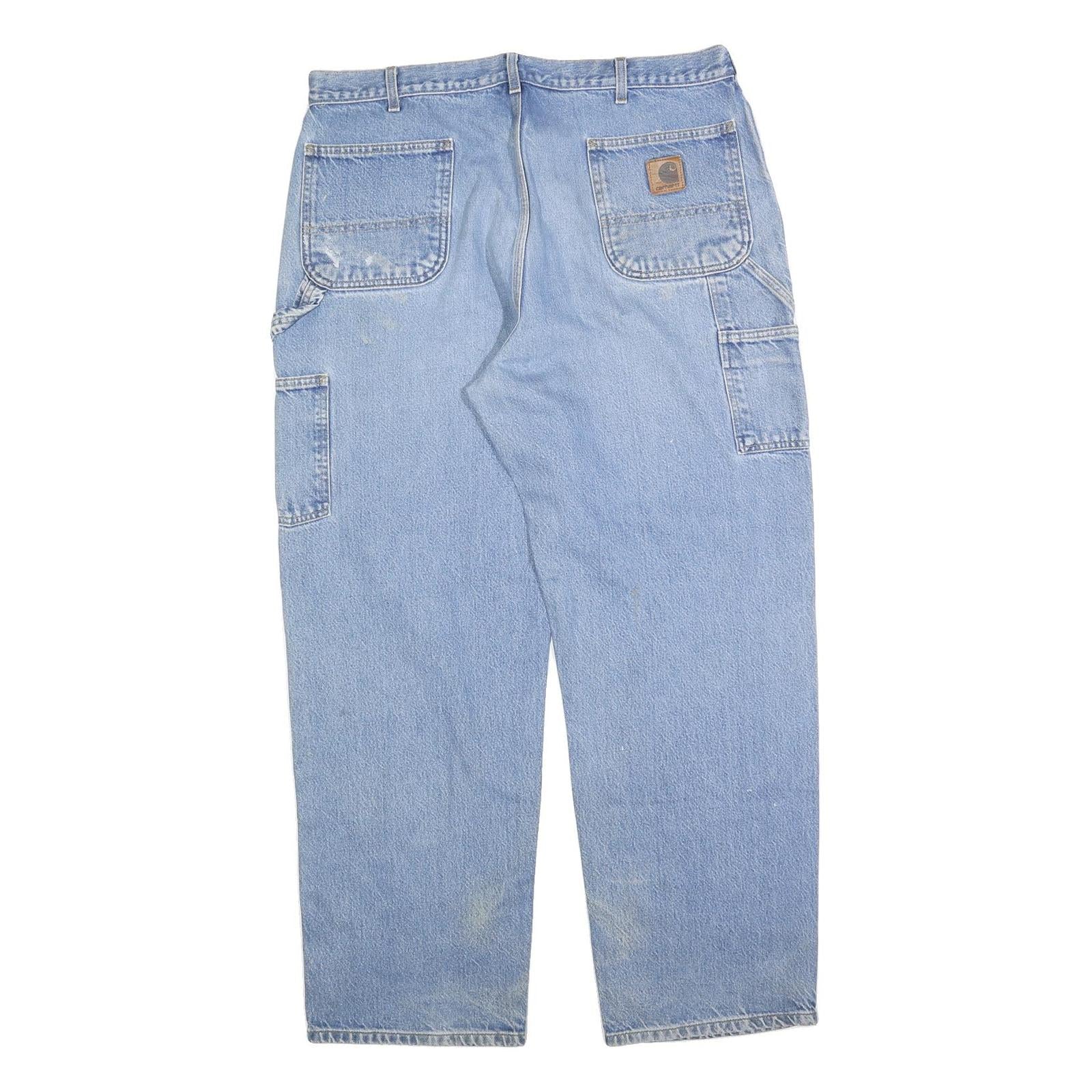 CARHARTT Mens Regular Fit Light Blue Denim Jeans W40 L32 Workwear Cotton Blend