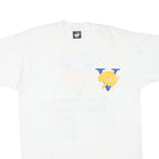 THE BEST Mens White Cotton Blend Graphic T-Shirt L Short Sleeve Crew Neck