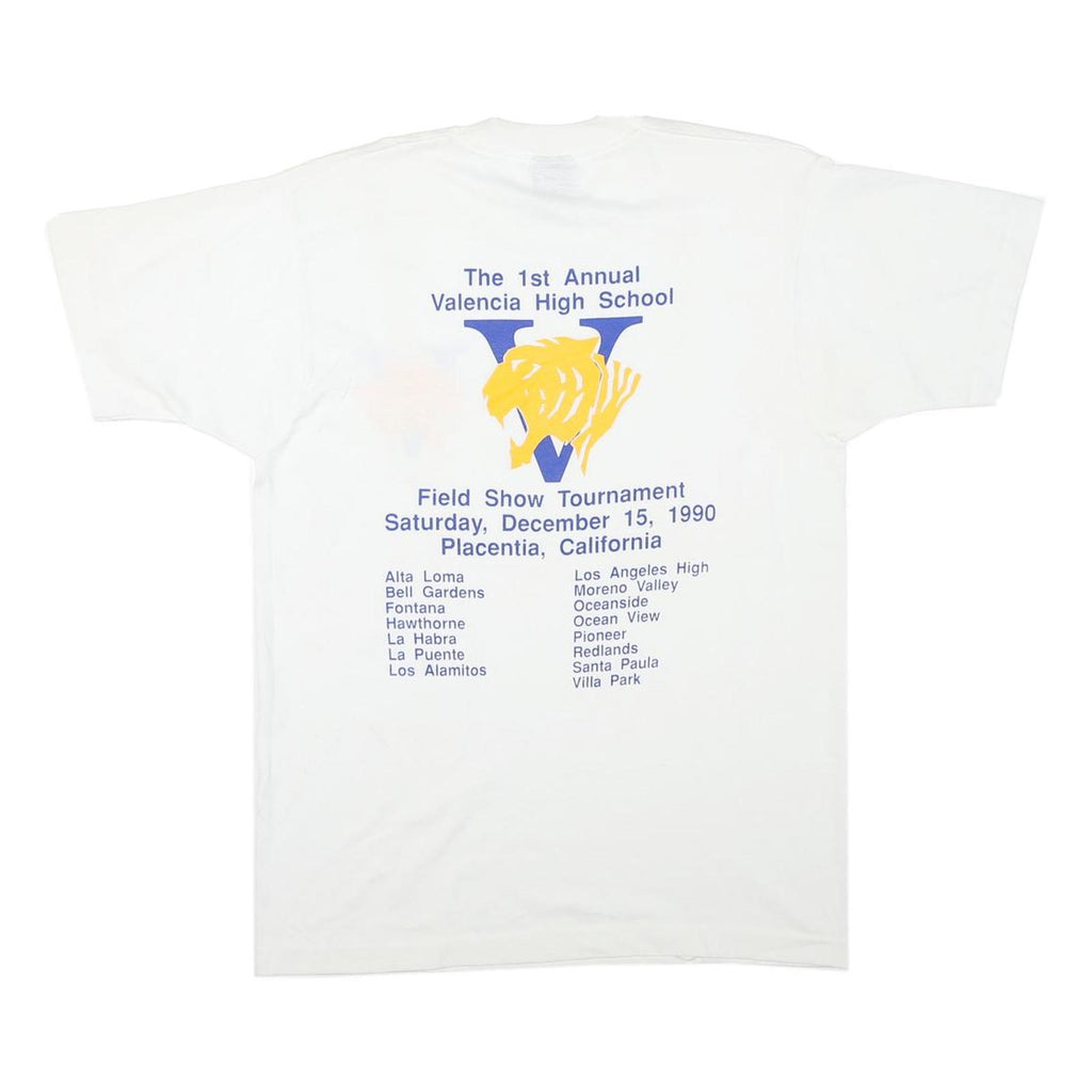 THE BEST Mens White Cotton Blend Graphic T-Shirt L Short Sleeve Crew Neck