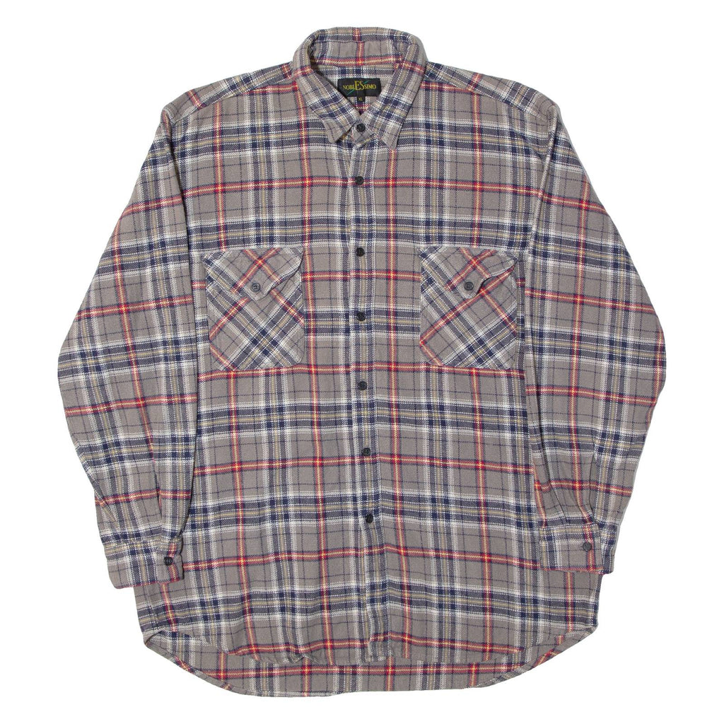 NOBLESSIMO Mens Shirt Grey Check Long Sleeve M