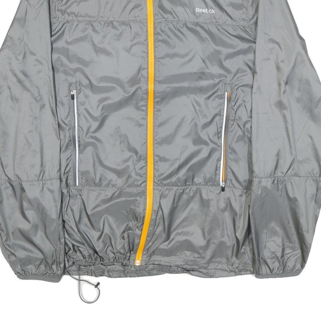 REEBOK Mens Grey & Yellow Track Jacket 2XL Polyester Blend Zip Sportswear