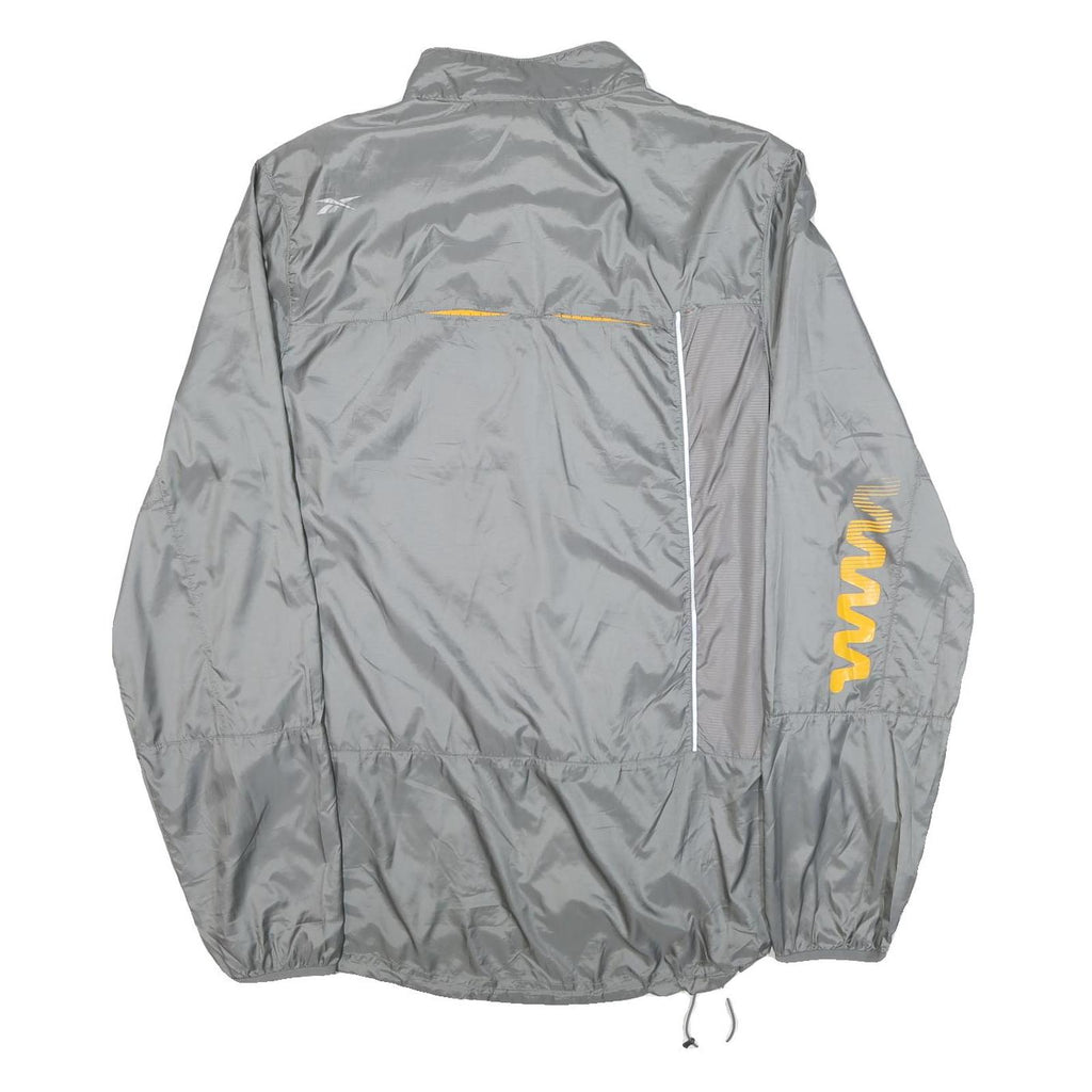 REEBOK Mens Grey & Yellow Track Jacket 2XL Polyester Blend Zip Sportswear