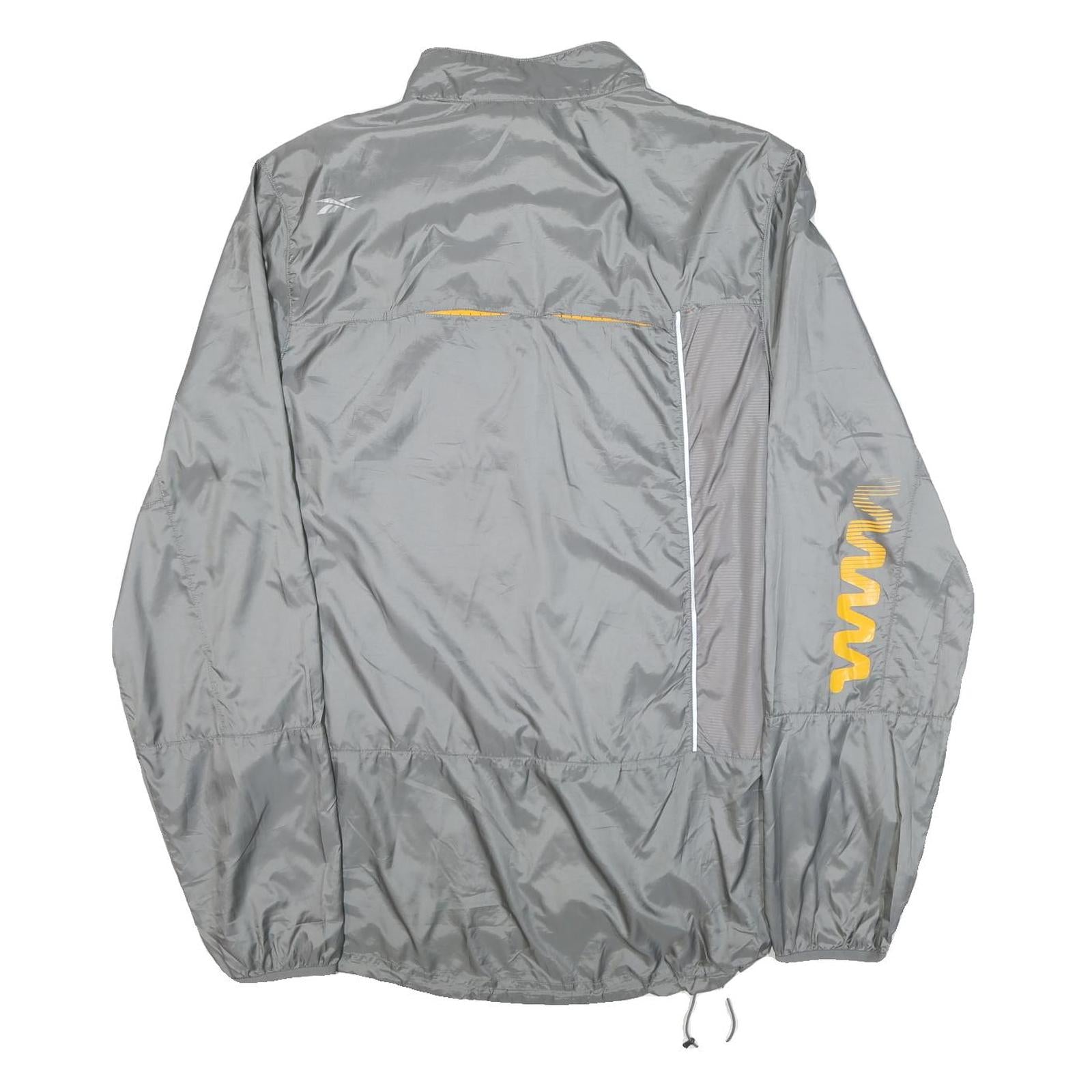REEBOK Mens Grey & Yellow Track Jacket 2XL Polyester Blend Zip Sportswear