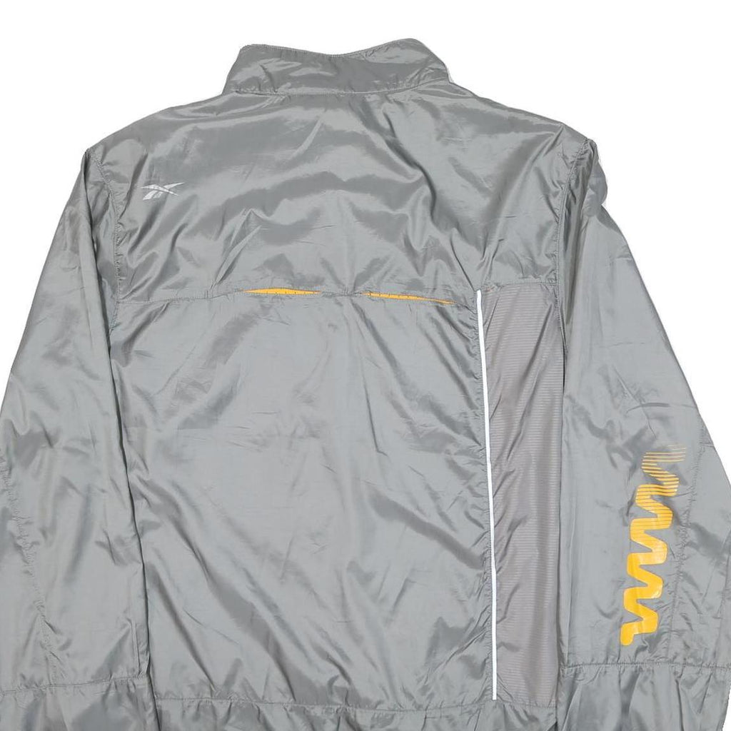 REEBOK Mens Grey & Yellow Track Jacket 2XL Polyester Blend Zip Sportswear
