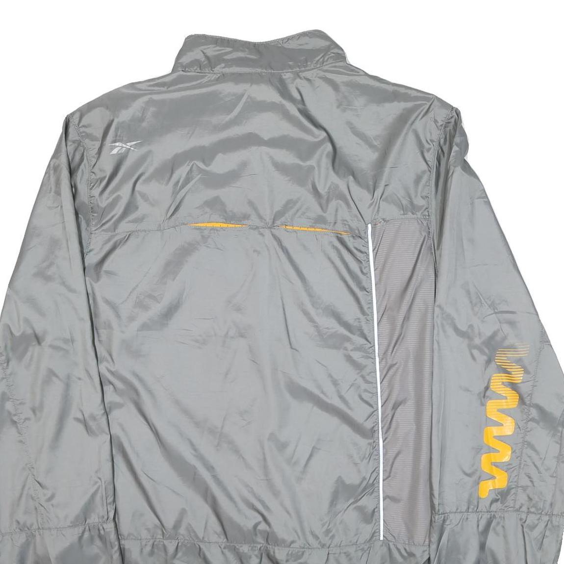 REEBOK Mens Grey & Yellow Track Jacket 2XL Polyester Blend Zip Sportswear