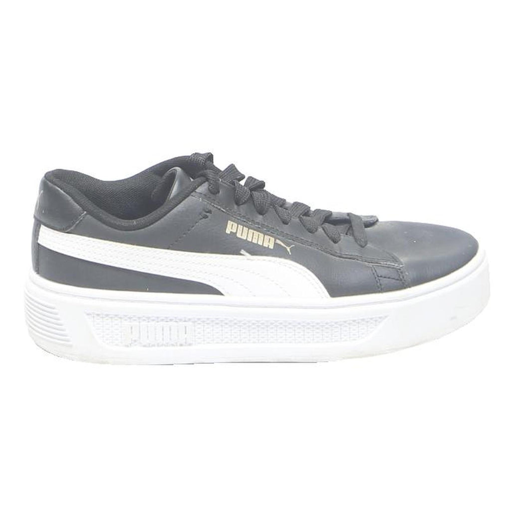 PUMA Platform Womens Trainers Leather Black & White UK 4.5 Casual Sneakers