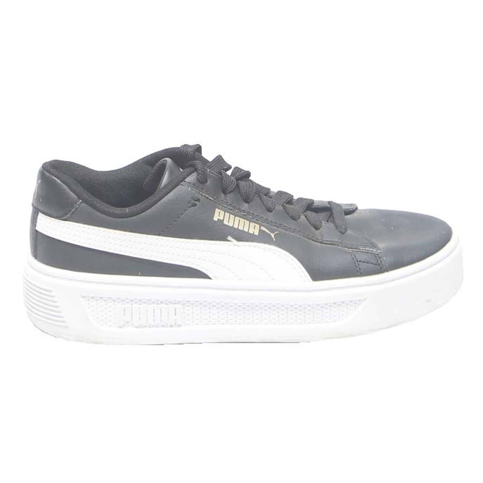 PUMA Platform Womens Trainers Leather Black & White UK 4.5 Casual Sneakers