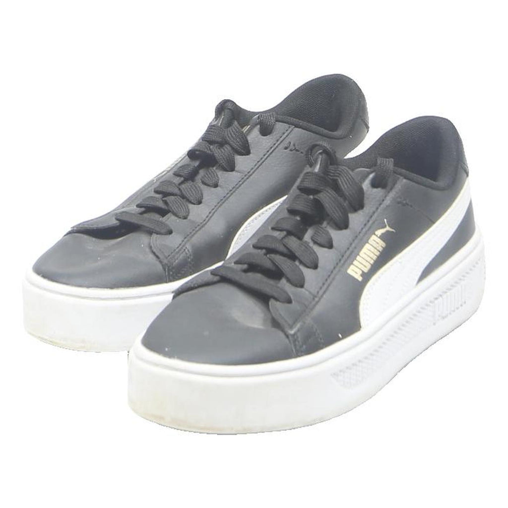 PUMA Platform Womens Trainers Leather Black & White UK 4.5 Casual Sneakers