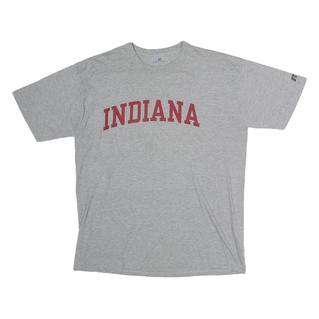 RUSSELL ATHLETIC Mens Grey Red Indiana Graphic T-Shirt L Short Sleeve Crew Neck