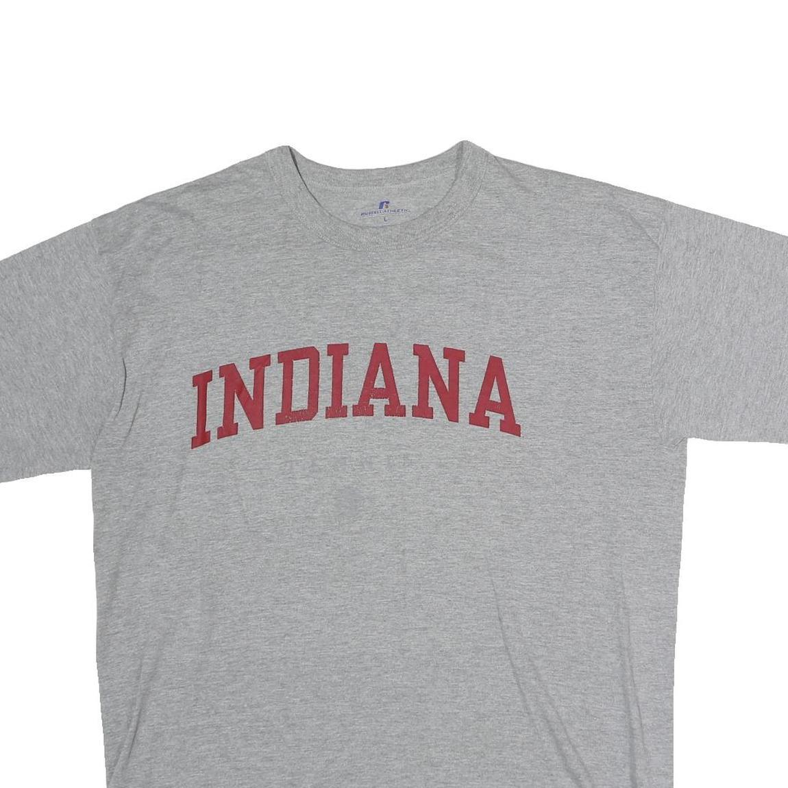 RUSSELL ATHLETIC Mens Grey Red Indiana Graphic T-Shirt L Short Sleeve Crew Neck