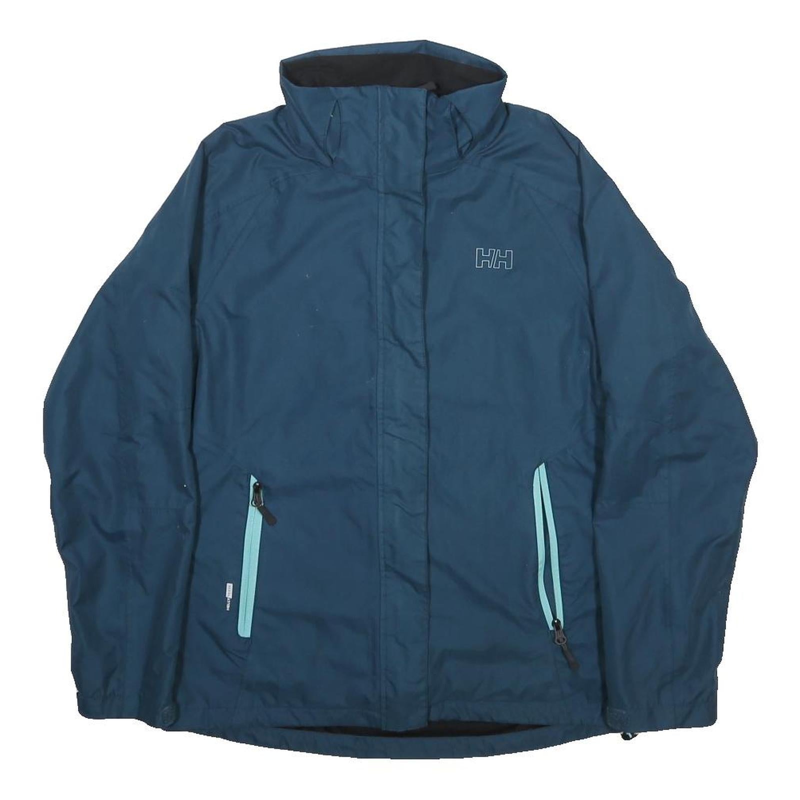 HELLY HANSEN Womens Blue Outdoor Jacket M Polyester Zip Plain Lightweight