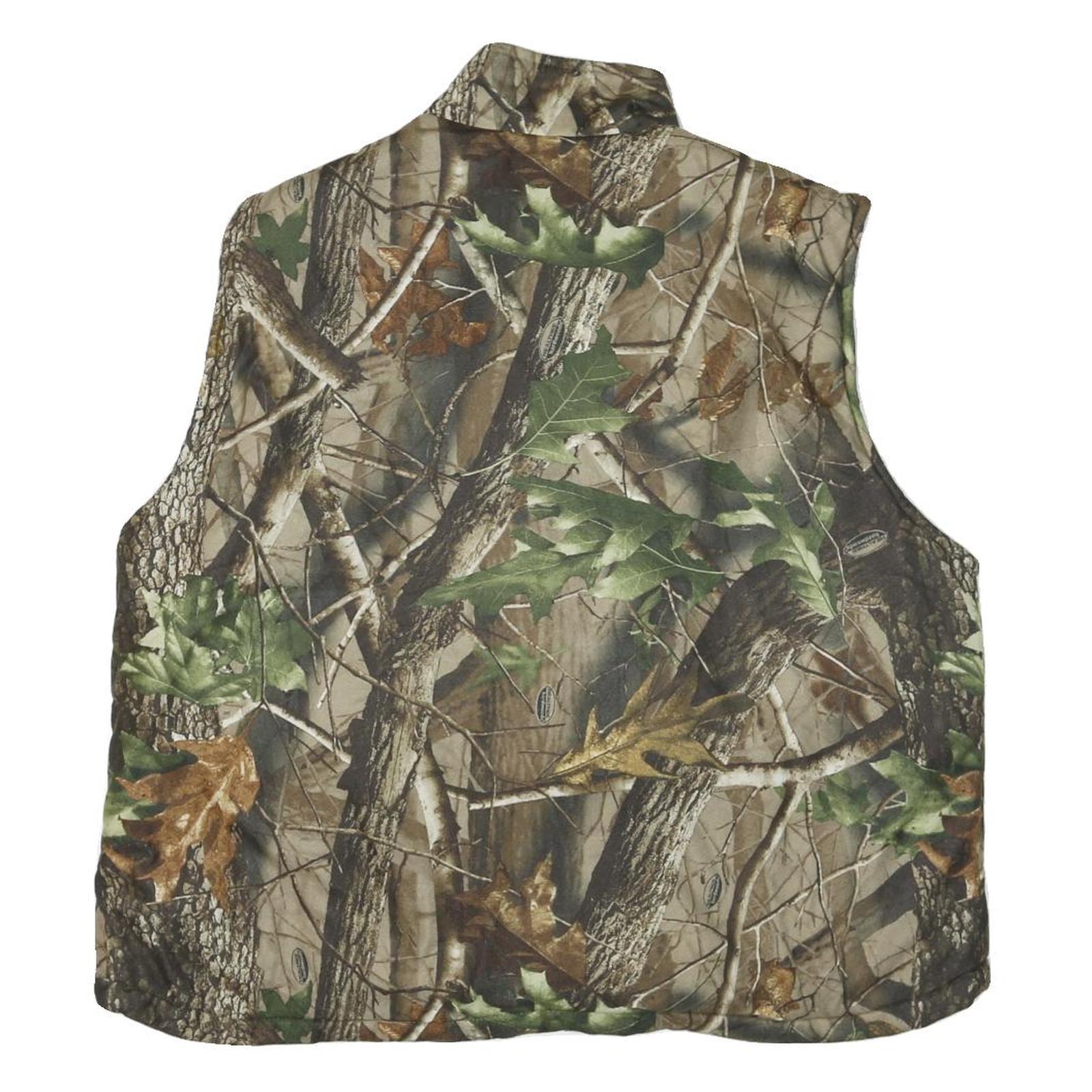 Mens Green & Brown Camouflage Reversible Zip Jacket XL Polyester Blend Outdoor