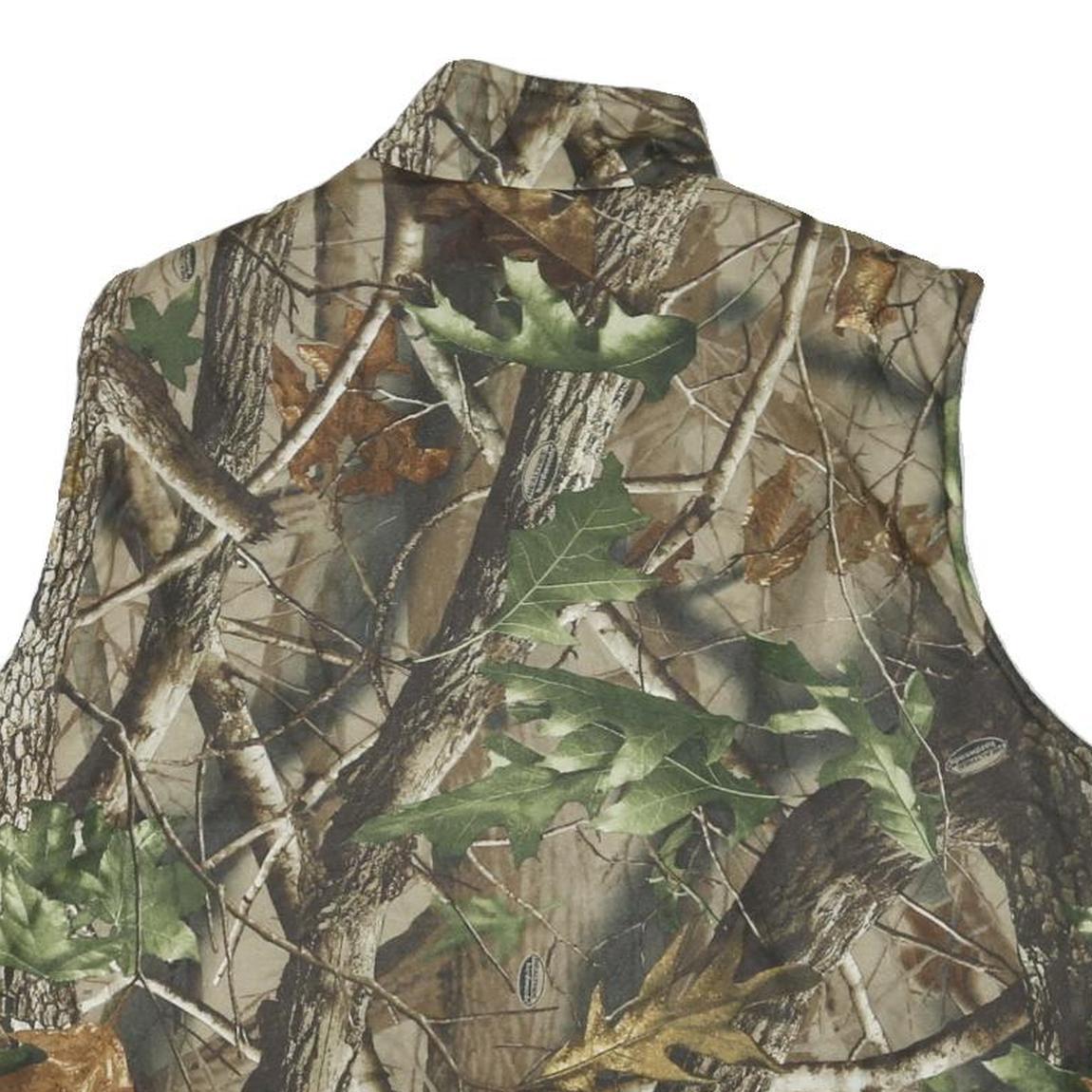 Mens Green & Brown Camouflage Reversible Zip Jacket XL Polyester Blend Outdoor