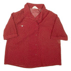 Womens Printed Blouse Red Collared Spotted L