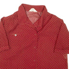 Womens Printed Blouse Red Collared Spotted L