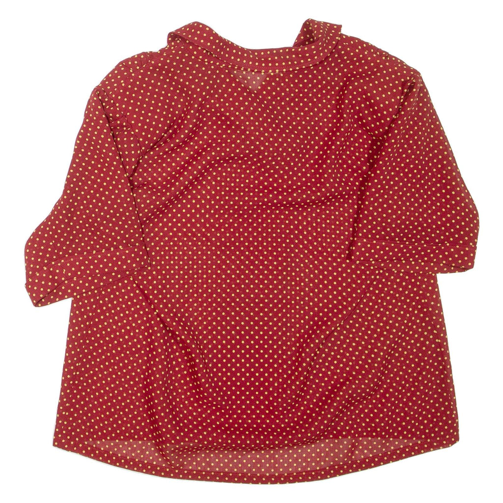 Womens Printed Blouse Red Collared Spotted L