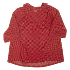 Womens Printed Blouse Red Collared Spotted L
