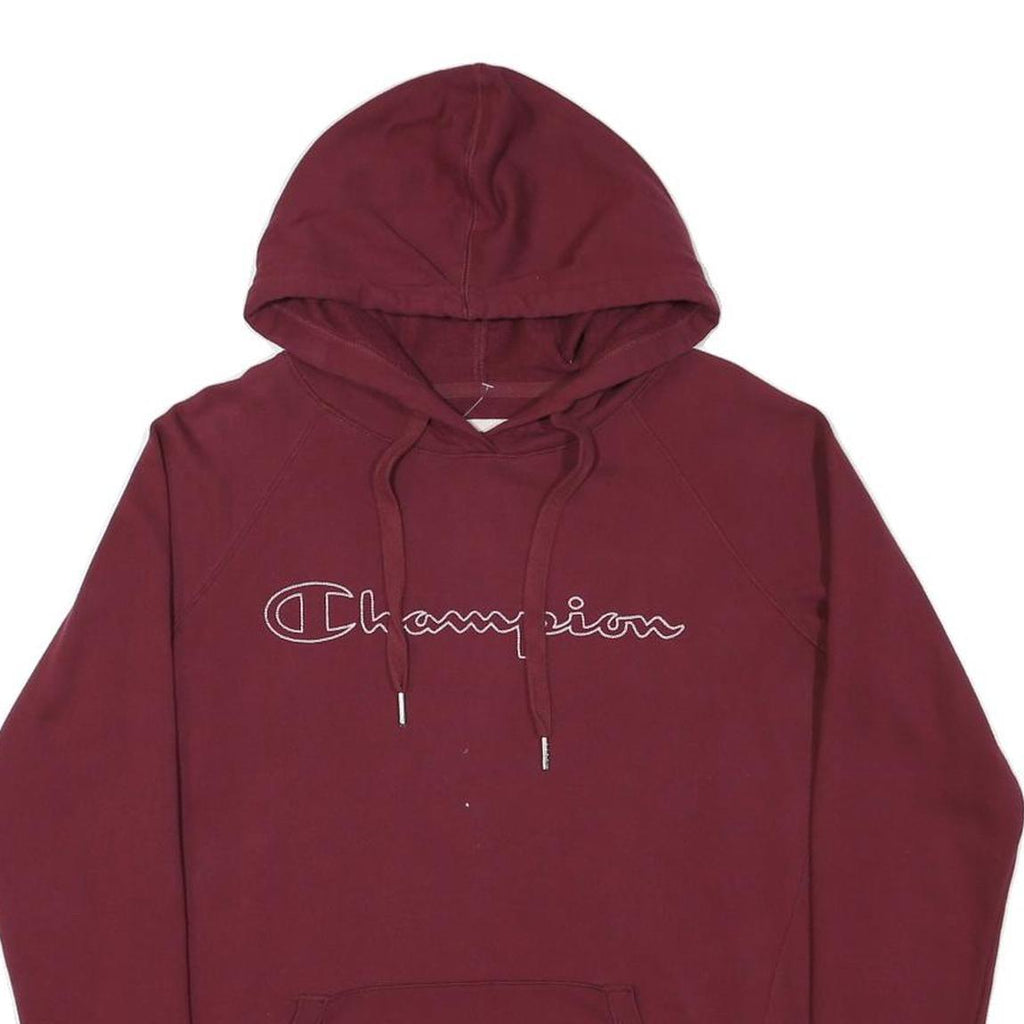 CHAMPION Mens Maroon Pullover Hoodie M Cotton Blend Casual Sweatshirt