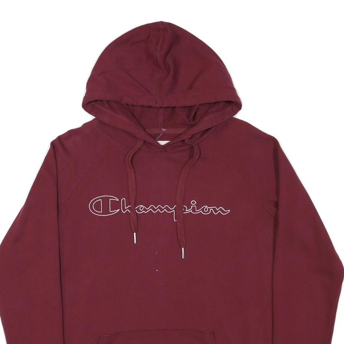 CHAMPION Mens Maroon Pullover Hoodie M Cotton Blend Casual Sweatshirt
