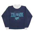 BEEZIL Womens Blue & White Colorado Pullover Sweatshirt L Rocky Mountain Graphic