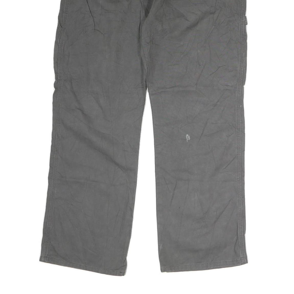 DICKIES Mens Cotton Blend Grey Regular Straight Trousers W36 L29 Workwear