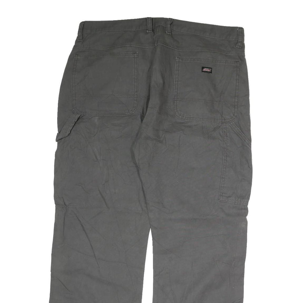 DICKIES Mens Cotton Blend Grey Regular Straight Trousers W36 L29 Workwear