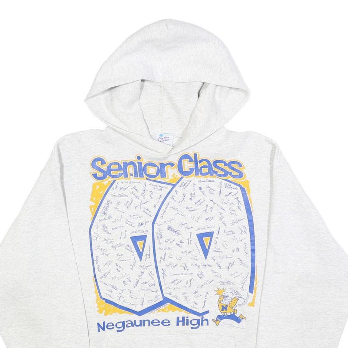 GRAYSTONE GRAPHICS Womens White Senior Class 90 Pullover Hoodie M High School