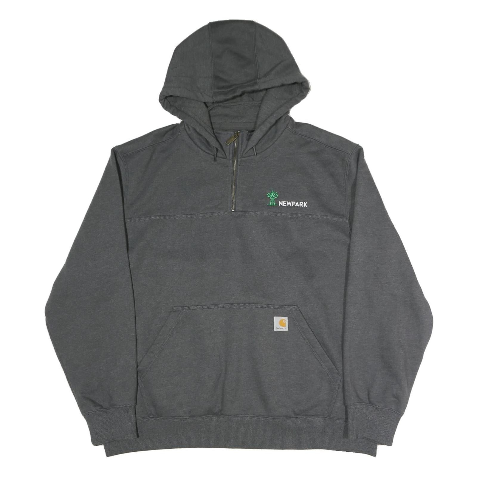 CARHARTT Mens Grey Newpark 1/4 Zip Hoodie 2XL Workwear Sweatshirt