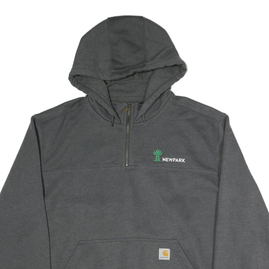 CARHARTT Mens Grey Newpark 1/4 Zip Hoodie 2XL Workwear Sweatshirt