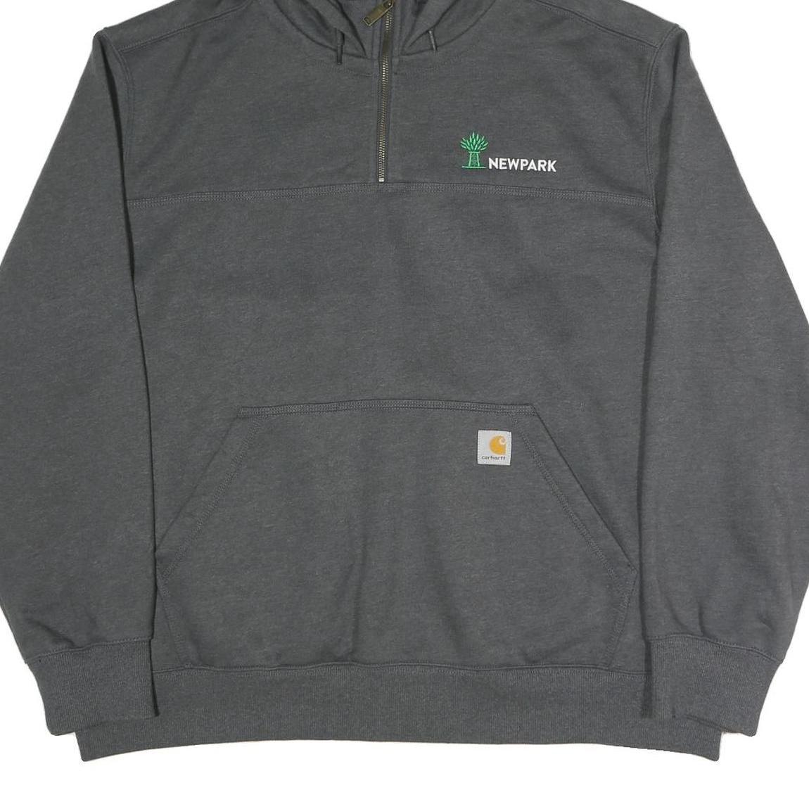 CARHARTT Mens Grey Newpark 1/4 Zip Hoodie 2XL Workwear Sweatshirt