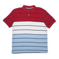 NAUTICA Mens Red & White Blue Striped Short Sleeve Polo Shirt M Cotton Blend