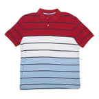 NAUTICA Mens Red & White Blue Striped Short Sleeve Polo Shirt M Cotton Blend