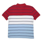 NAUTICA Mens Red & White Blue Striped Short Sleeve Polo Shirt M Cotton Blend