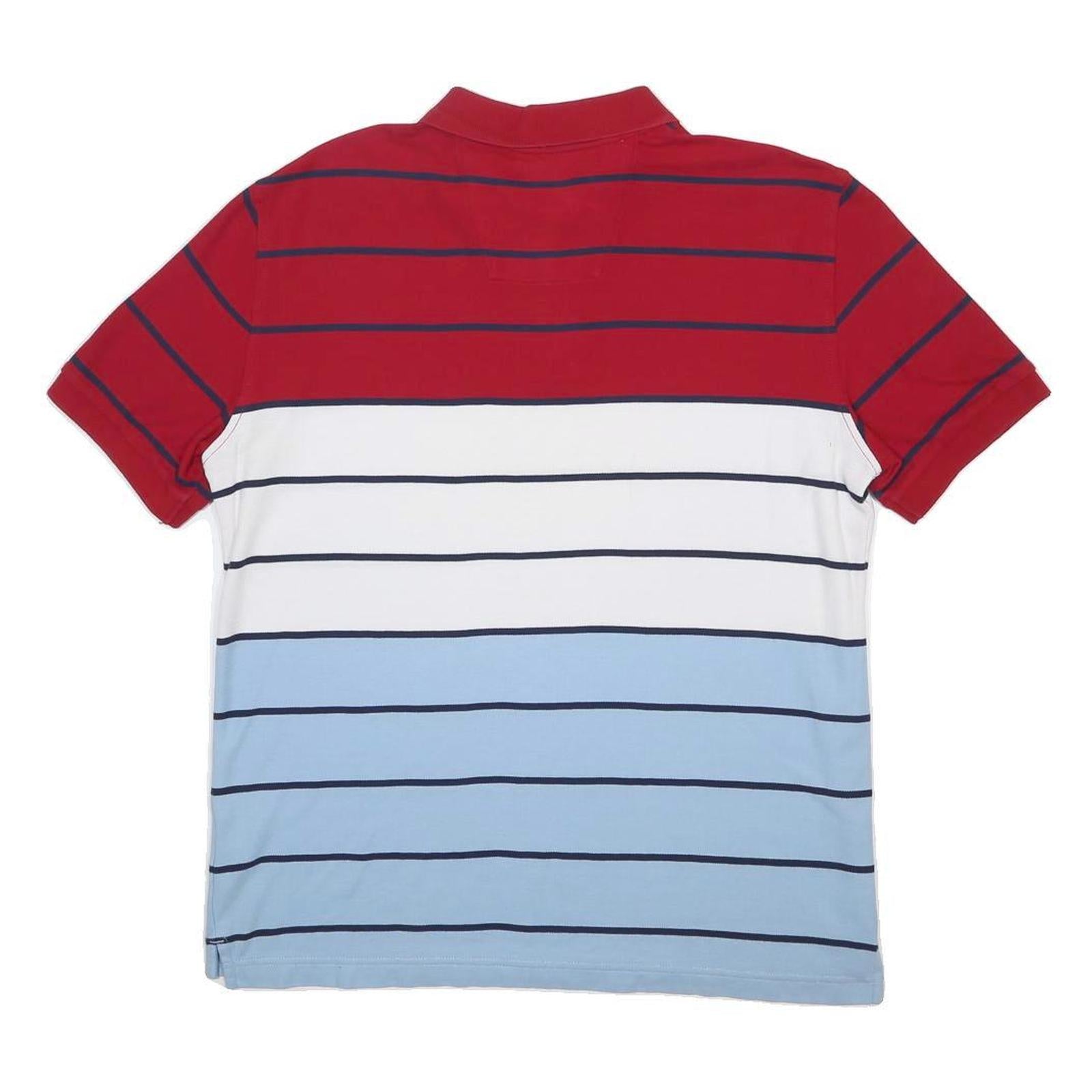 NAUTICA Mens Red & White Blue Striped Short Sleeve Polo Shirt M Cotton Blend