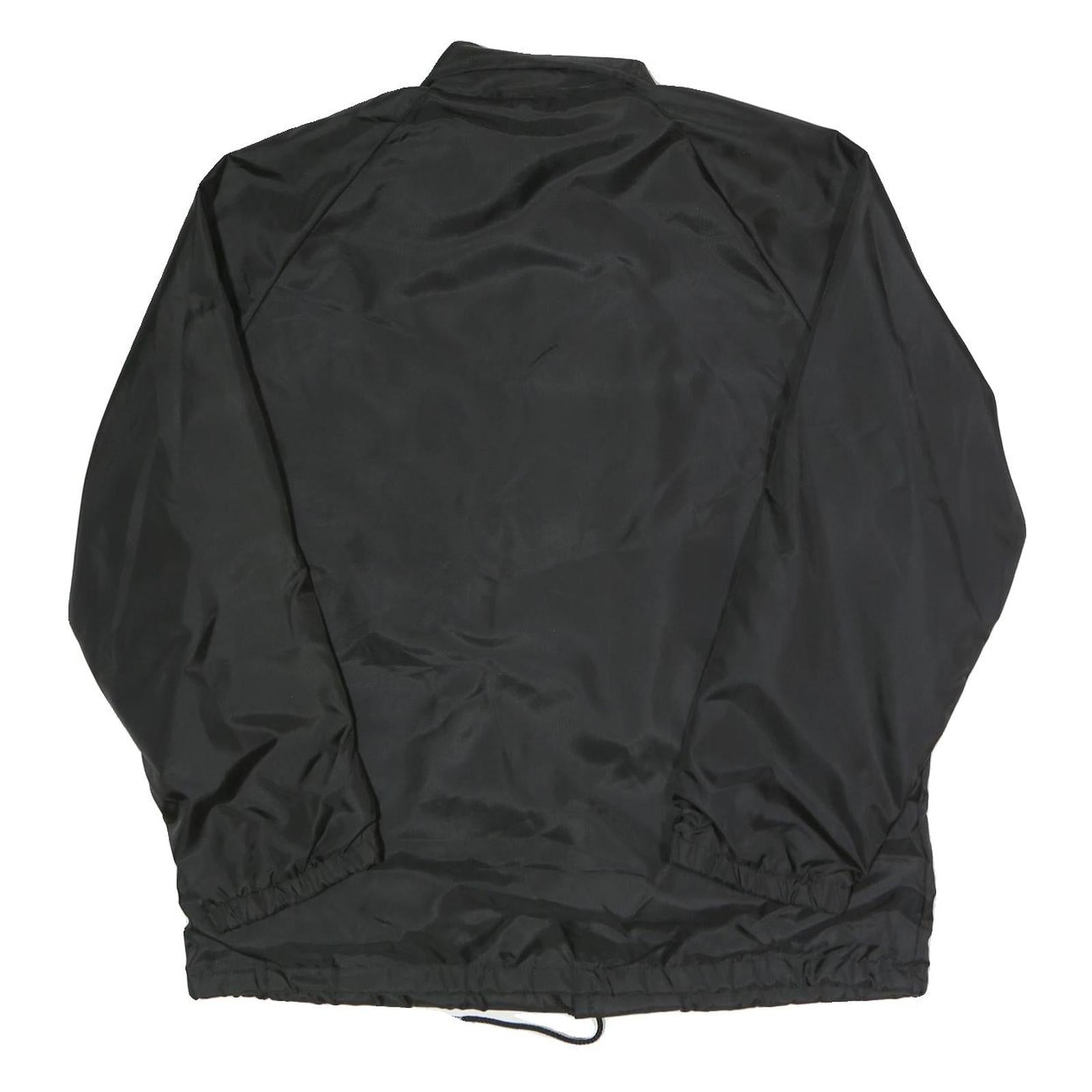 BIRDIE Mens Black Milan Button Jacket L Nylon Plain Lightweight Casual Sports