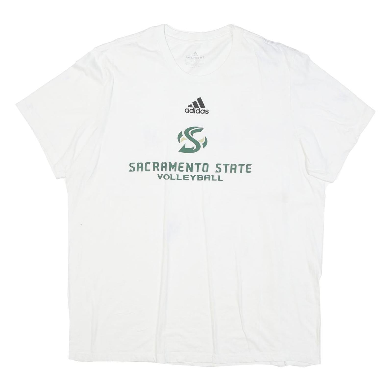 ADIDAS Mens White Sacramento State Volleyball Graphic T-Shirt XL Crew Neck Short
