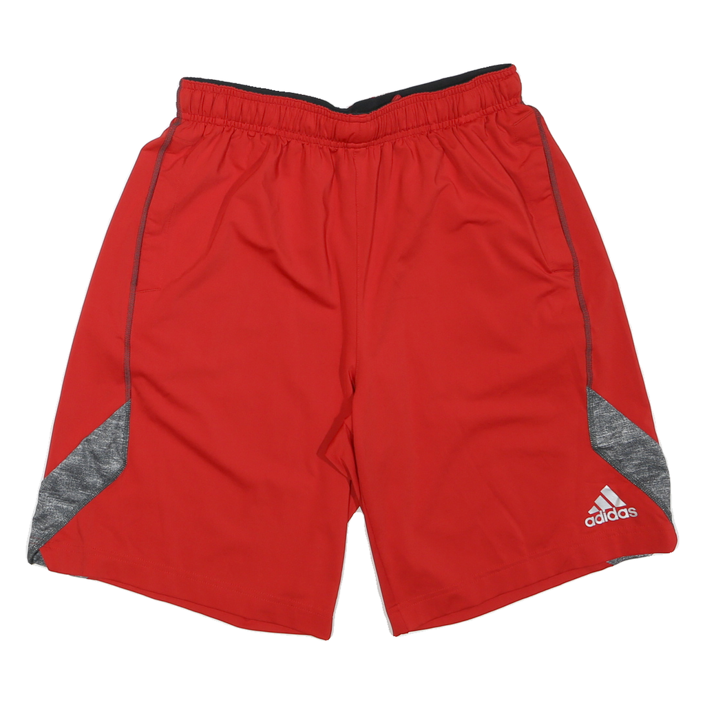 ADIDAS Mens Red & Grey Sports Casual Shorts M W28 Polyester Blend