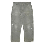 CARHARTT Mens Cotton Blend Relaxed Grey Workwear Trousers W34 L28 Durable Zip