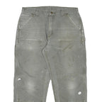 CARHARTT Mens Cotton Blend Relaxed Grey Workwear Trousers W34 L28 Durable Zip