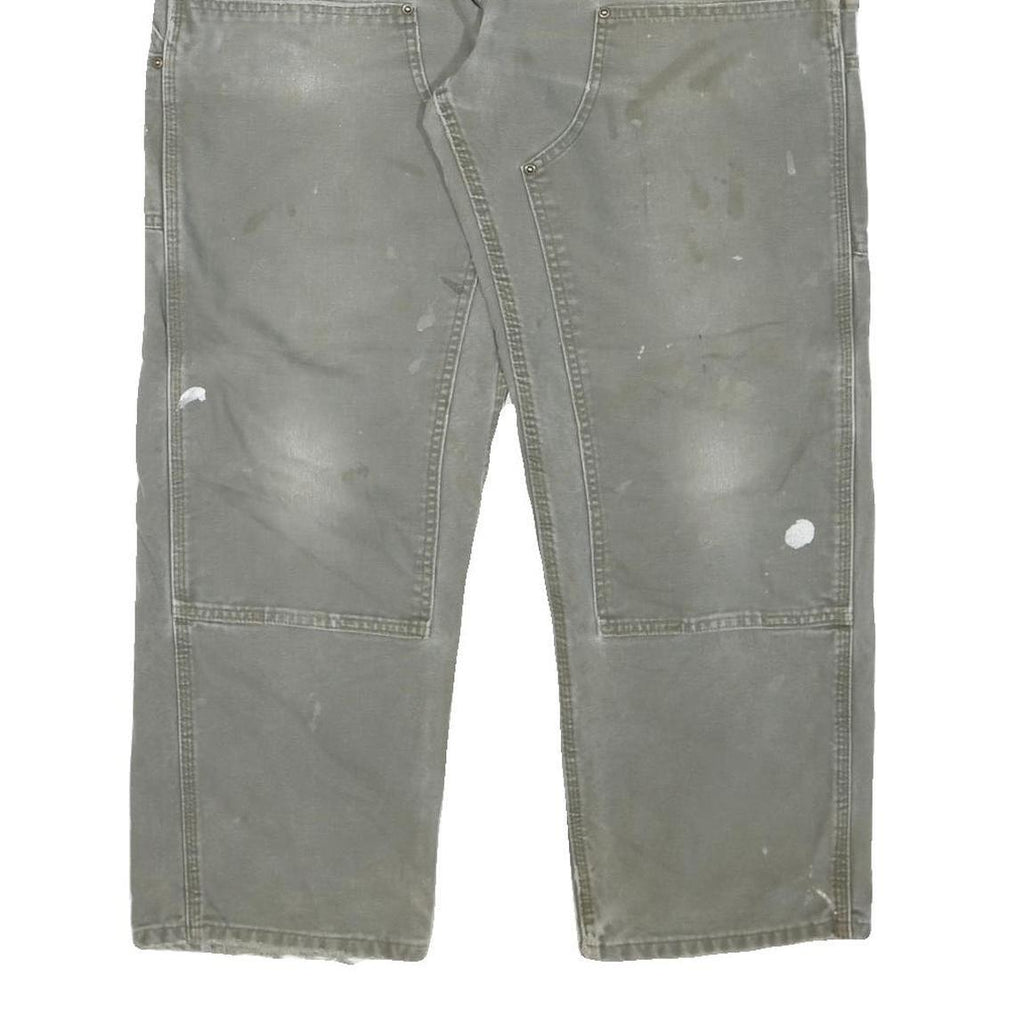 CARHARTT Mens Cotton Blend Relaxed Grey Workwear Trousers W34 L28 Durable Zip