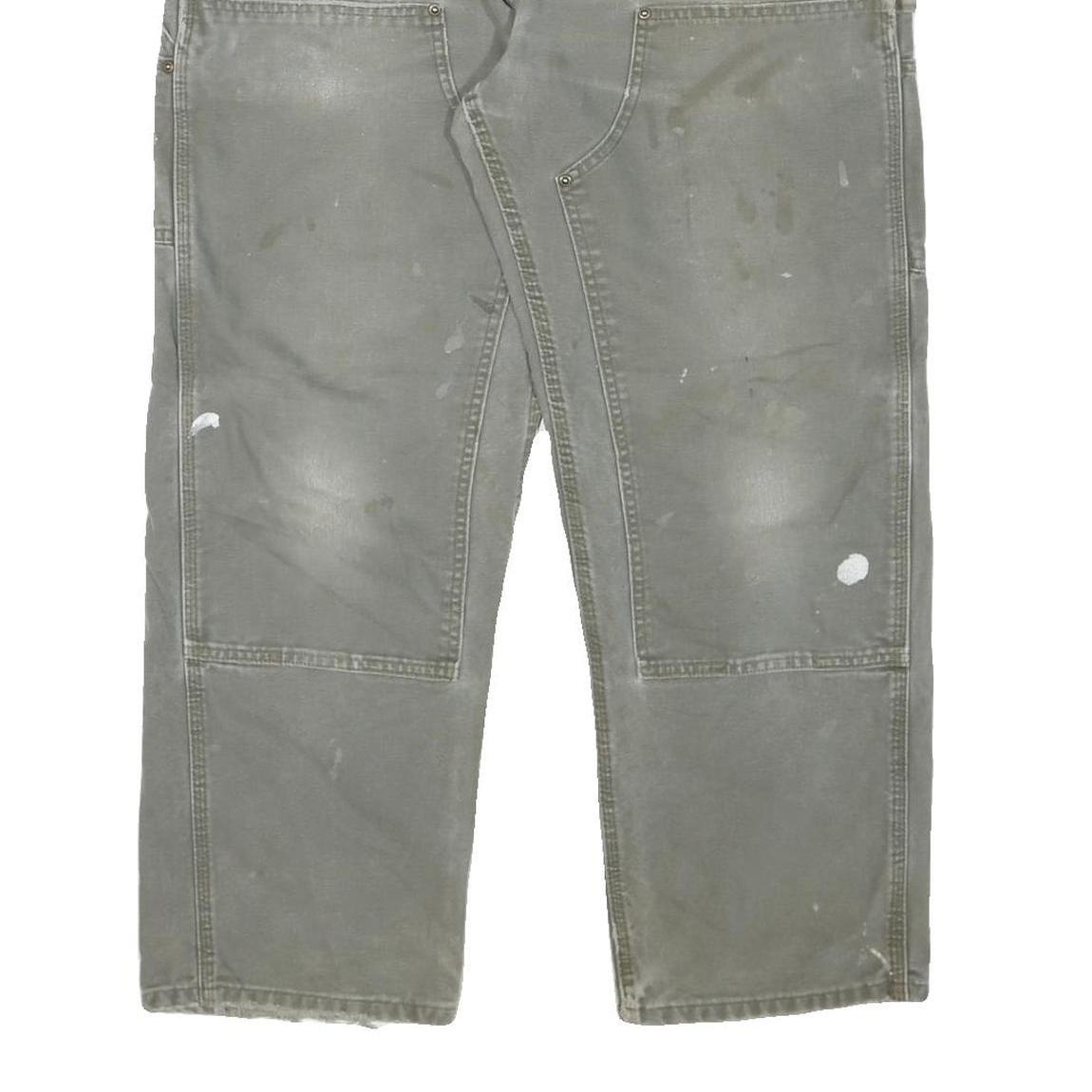 CARHARTT Mens Cotton Blend Relaxed Grey Workwear Trousers W34 L28 Durable Zip