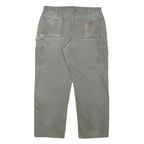 CARHARTT Mens Cotton Blend Relaxed Grey Workwear Trousers W34 L28 Durable Zip