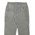 CARHARTT Mens Cotton Blend Relaxed Grey Workwear Trousers W34 L28 Durable Zip