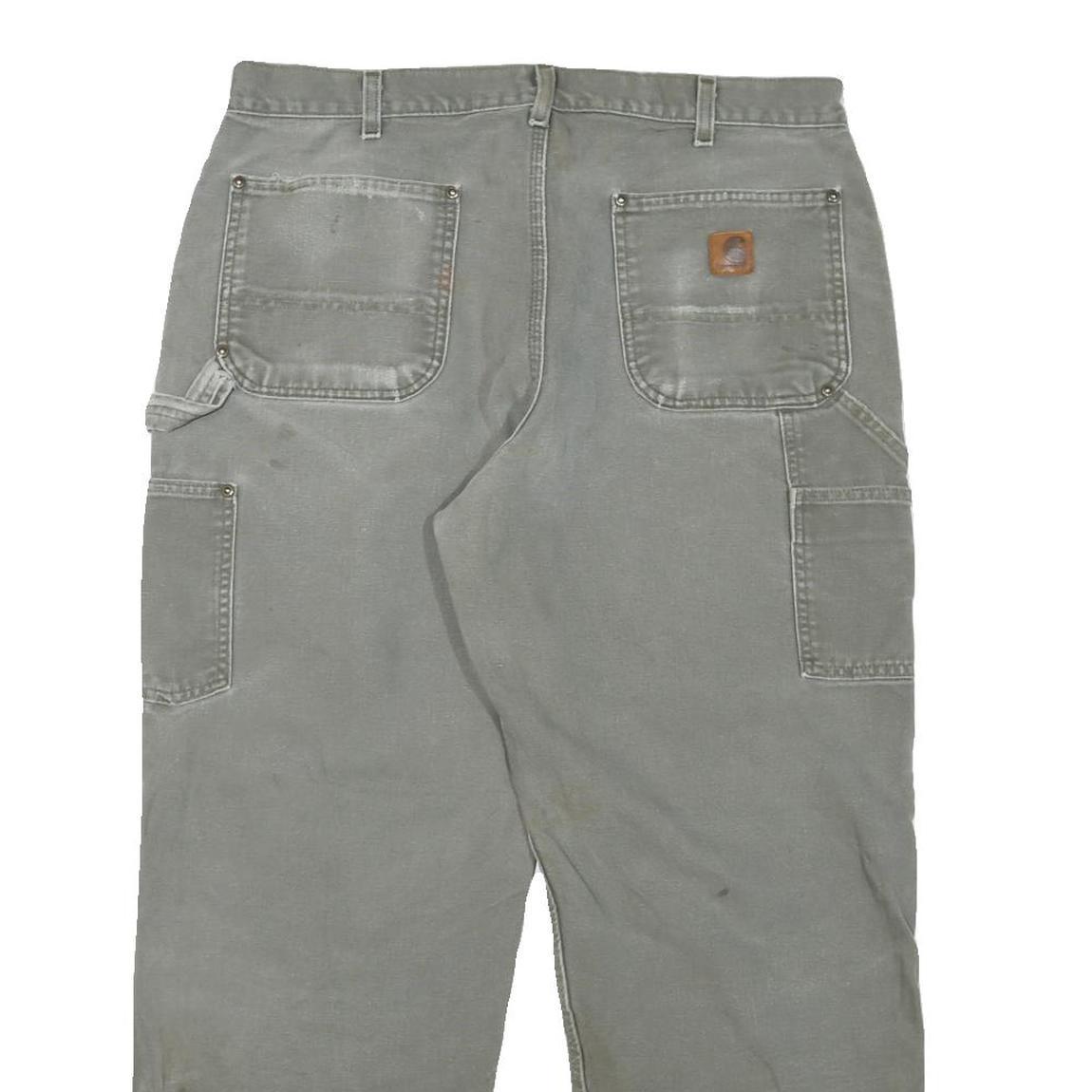 CARHARTT Mens Cotton Blend Relaxed Grey Workwear Trousers W34 L28 Durable Zip