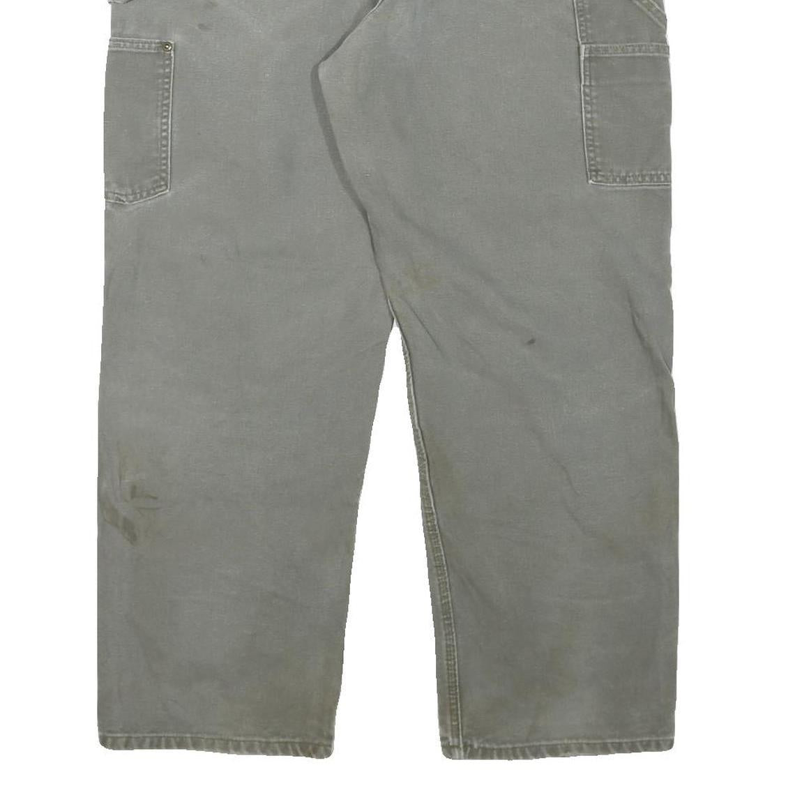 CARHARTT Mens Cotton Blend Relaxed Grey Workwear Trousers W34 L28 Durable Zip