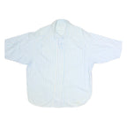 Womens Blue & White Striped Shirt L Cotton Blend Casual Timeless Style Relaxed