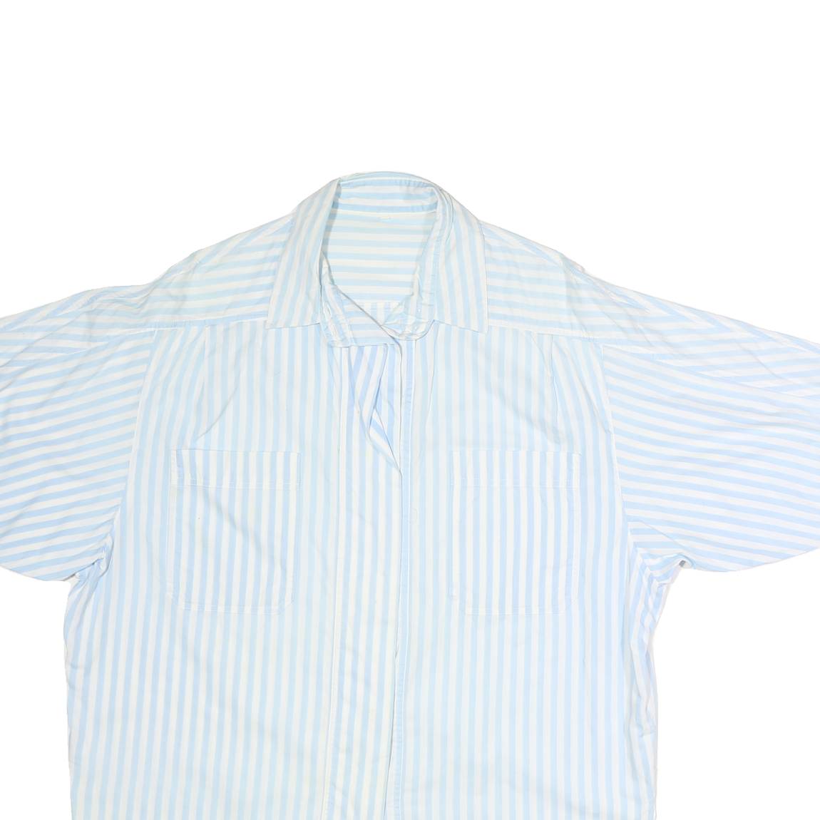 Womens Blue & White Striped Shirt L Cotton Blend Casual Timeless Style Relaxed